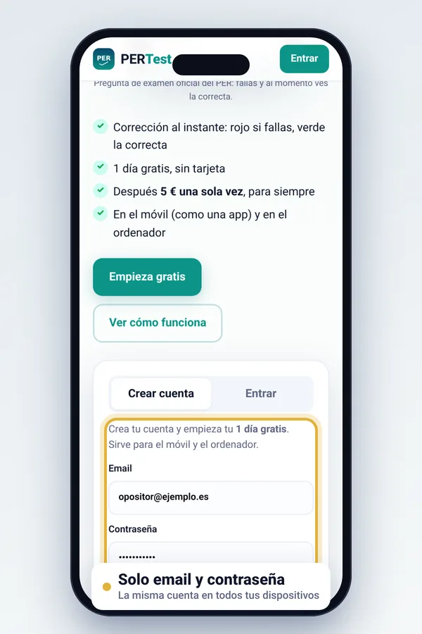 Pantalla de registro