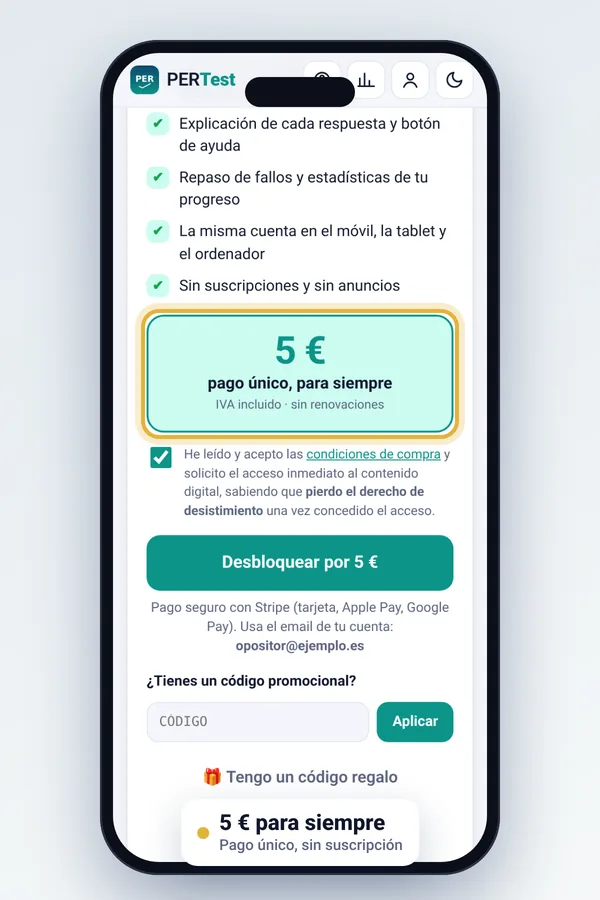 Pantalla de desbloqueo por 5 euros